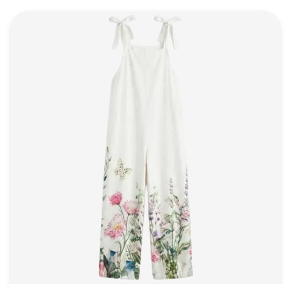 White Flowy Floral Romper / Jumpsuit
